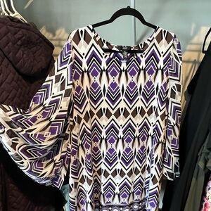Alfani Purple and Black Geometric Blouse